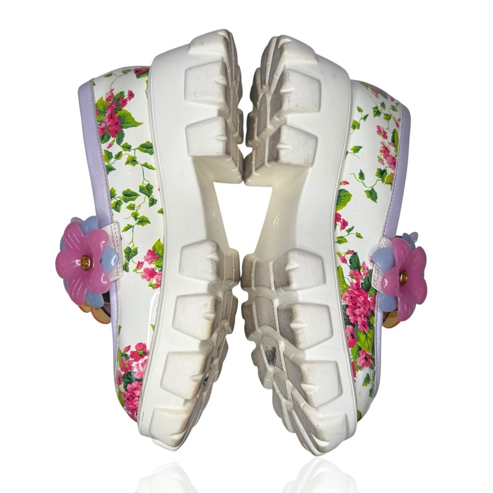 Betsey Johnson Vinie Lug Platform Shoes Women's US Size 8 Multi Floral Loafer - Picture 9 of 10